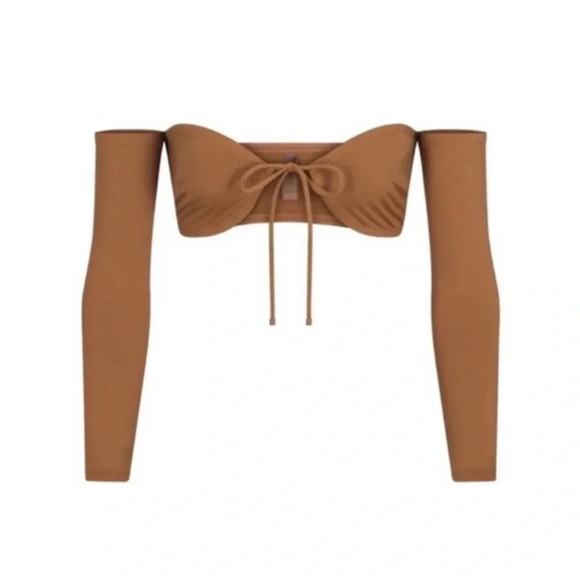 SKIMS Signature Swim Long Sleeve Bikini Top ALMOND size 3X new with tags - Picture 1 of 9